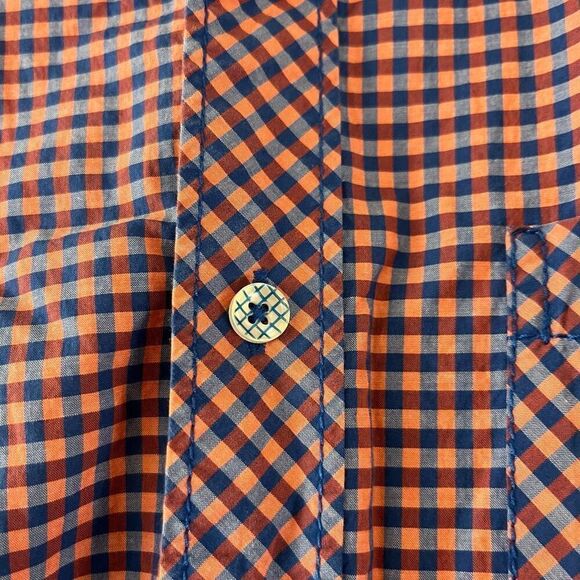 Bugatchi Shaped Fit Long Sleeve Button Down Pink Blue check Print Shirt XL - Picture 5 of 8